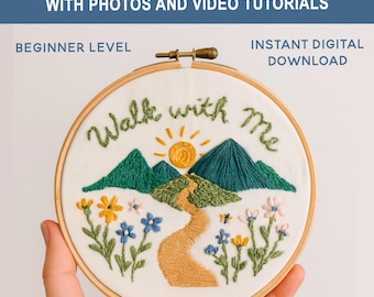 2026 Walk With Me Embroidery Pattern, LDS Youth Theme Craft, Young Women Activity, Girls Camp Project, Missionary Gift, Digital PDF + Guide