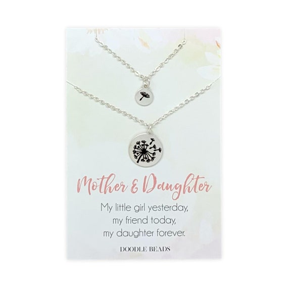 Mother Daughter Necklace Gift Set DANDELION Matching Mother