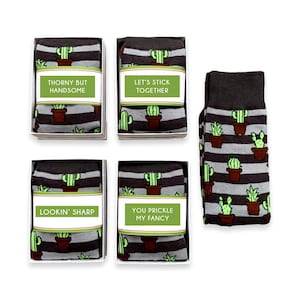 Chaussettes Crazy Cactus pour homme, plantes, succulentes, amour, jeux de mots, idées cadeaux mec, petit ami, mari, cadeau d'anniversaire pour homme, fête des pères, anniversaire
