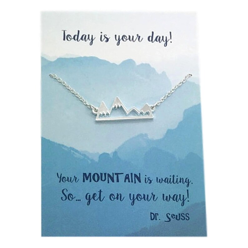 Gold or Silver Mountain Necklace, Bar Mountain Necklace, with card, birthday Jewelry gift for her, graduation gift image 4