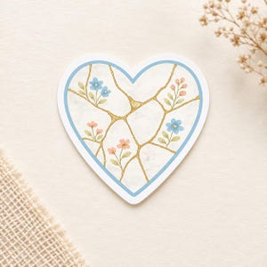 Beautifully Broken Heart Sticker, Kintsugi Inspired, Healing Heart, Encouragement Gift for Her, I am Whole, Water Bottle Vinyl Decal