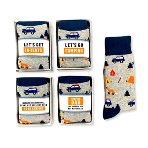Camping Geschenke für Männer, Camper Geschenke für Papa, Camping Thema Geburtstagsgeschenk für ihn, Wohnmobil, Zelt, Camping-Liebhaber, Lagerleben, lustige Camping Socken