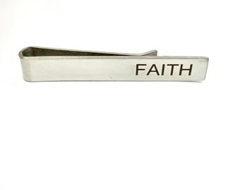 Faith Tie Clip, Faith Gift men, Religious Gift, slim Tie Clip, Skinny Tie clip, Baptism boy Tie Clip, Missionary Tie Bar, boy Christian Gift