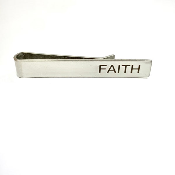 Faith Tie Clip, Faith Gift men, Religious Gift, slim Tie Clip, Skinny Tie clip, Baptism boy Tie Clip, Missionary Tie Bar, boy Christian Gift