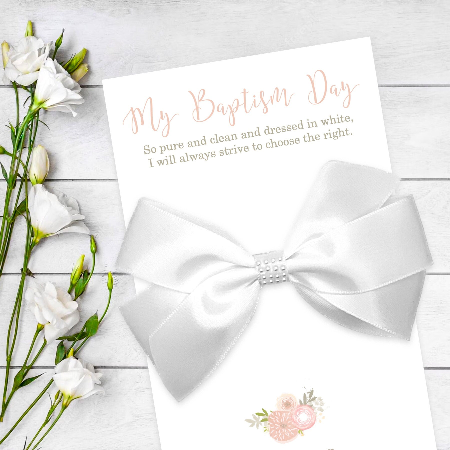 LDS Baptism Gift for Girl, White Satin Hair Bow with Pearls, Large 4 inch girls hair flower clip barrette, White elegant hair accessory