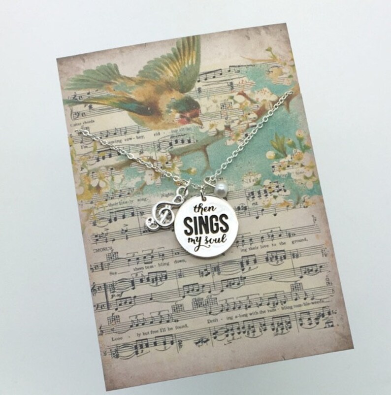 Choir gift music teacher gift Then Sings my Soul Necklace w/ Etsy