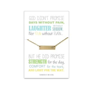 Force, espoir, confort, foi, cadeau pour femme, cadeau de sympathie, délicat collier en forme de coeur estampé sur une carte inspirante, cadeau significatif pour elle