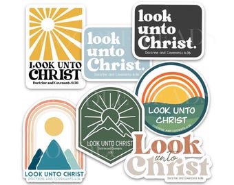 2025 LDS Youth Theme Look Unto Christ Vinyl Stickers, Waterproof and Removable,  Water Bottles, YW Gifts, Decals, D&C 6:36, Variety Pack