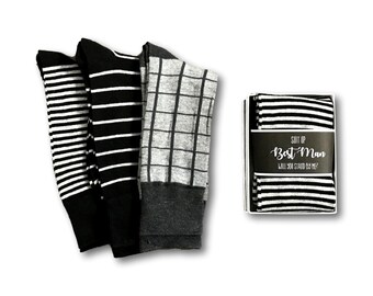 "Geschenk für Trauzeugen oder Trauzeugen, Groomsmen-Vorschlag Geschenke, bedruckte Crew Socken Geschenkbox & Karte ""Suit up Best Man- Will you stand by me?""