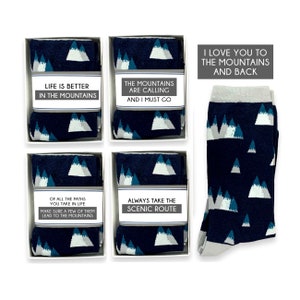 Mountain socks for Men, Nature Lover Gift, Outdoor Camping Trail Hiking Backpacking, Mountains are Calling, Love you to the Mountains & Back