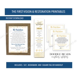 The First Vision, Restoration, Church of Jesus Christ of Latter Day Saints, printables, handouts, bookmarks, 5x7 print, instant download