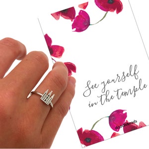 LDS Geschenk für sie, YW Geschenk, Silber oder Gold Salt Lake Tempel Ring mit Karte, YW Geschenk, Tempelschmuck