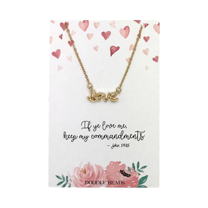 2019 Mutual theme LDS Young Women Jewelry Gifts YW Necklace Gold or silver LOVE script necklace with card If ye love me keep my commandments