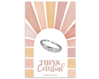 Think Celestial Sun Ring, President Russel M. Nelson General Conference Quote, Church of Jesus Christ, LDS Gifts Jewelry for YW Missionaries
