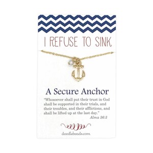 Encouragement Gift, Hope of anchor Necklace, Anxiety positive good energy Gifts, Anchor necklace & I refuse to sink positive quote card gold/secure anchor