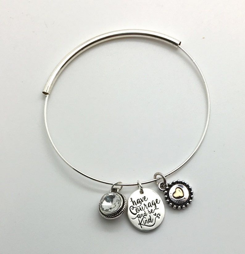 Wire Charm Bracelet Silver or Gold Bangle Bracelet Stackable Etsy