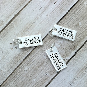 called to serve charm, missionary charm, silver stamped bar charm, wire bracelet charm, wholesale charms, be charmed called to serve BC15