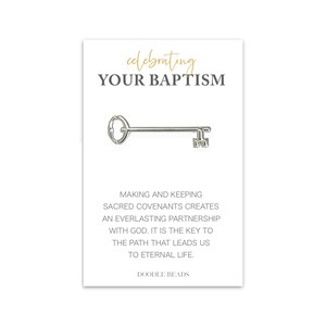LDS Taufgeschenk für Ihn, Taufgeschenk umwandeln, Feiern Sie Ihre Taufe Karte mit Silberschlüssel Krawattenklammer, Bündnisweg, Schlüssel zum ewigen Leben