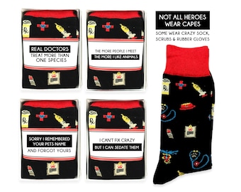Fun Veterinarian Socks, Vet Tech Gifts, Animal Dog Rescue, Wildlife Rehab Nurse, Animal Pet Shelter, Vet Clinic, Veterinary Hospital Gifts