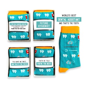 World&#39;s Best Dental Assistant Gifts, Dentist Assistant Gift, Funny Teeth Crew Socks, Appreciation Thank you Staff Gifts, Birthday Gift