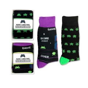 Gamer Weihnachtsgeschenk, Funky Gaming-Novelty-Socken für Männer, Gamer Dad Geschenk, frohe Weihnachten zu einem epischen Gamer Wrap, Playstation-Liebhaber, X-Box