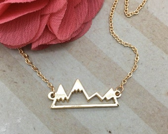Gold or Silver Mountain Necklace, Bar Mountain Necklace, with card,  birthday Jewelry gift for her, graduation gift