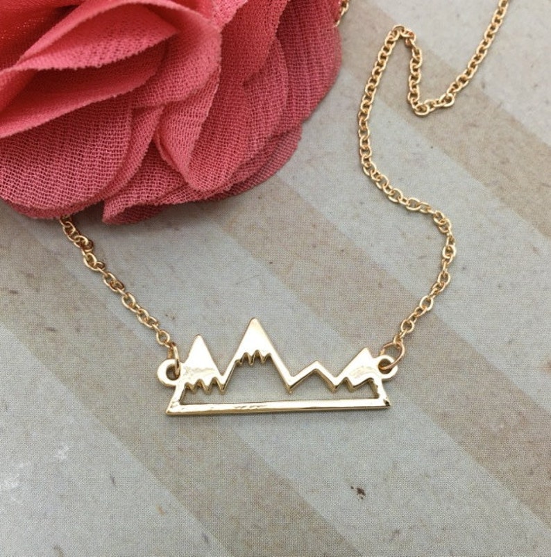 Mountain Necklace Silver or Gold Mountain Necklace girl Etsy