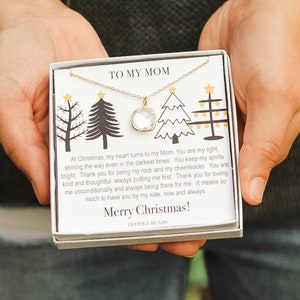 Moeder kerstcadeau van dochter, van zoon, moeder Ketting, sieraden, geboortesteenketting en gepersonaliseerde initiaal, cadeau kaartbericht