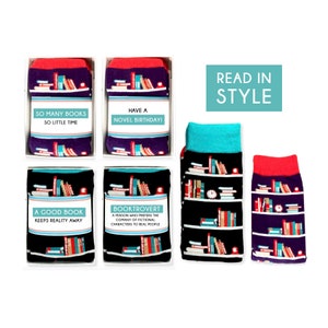Book lover gifts, Fun Novelty Socks With Books, for readers, So Many Books So Little Time, Bookworm, Book Club, Birthday gift, Christmas