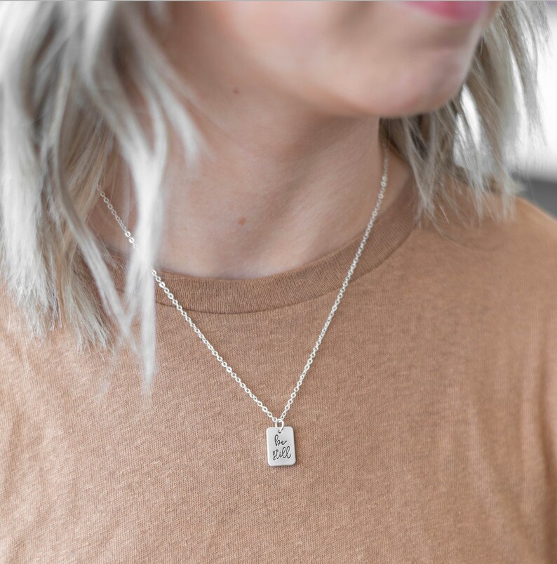 Be Still Psalms 46:10 hanger ketting, christelijk geloof cadeau voor vrouwen, religieuze bijbelvers sieraden, wees stil en weet dat ik God ben afbeelding 7