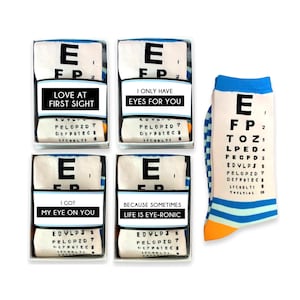 Cadeaux d'optométrie, Chaussettes pour tableau des yeux, Cadeaux rigolos pour optométriste, Carte postale, Coup de foudre, Je n'ai d'yeux que pour vous, Étudiant en optométrie, École