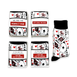 Re del mio cuore, coppia perfetta, sigilliamo l'affare, calzini con mazzo di carte Fun Love You, regalo per lui, amante delle carte da gioco, regalo di anniversario