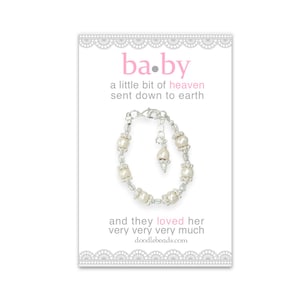 Bracelet de perles de cristal pour bébé, réglable, nouveau souvenir de bébé, cadeaux pour petite fille, carte de citation bébé, bijoux de bénédiction de bébé, cadeau de shower de bébé