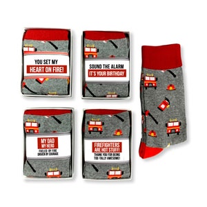 Cadeaux de pompier, cadeaux d'amour de pompier pour mari, petit ami, papa, chaussettes et enveloppements de chaussettes de pompier amusantes, jeux de mots, anniversaire, retraite, anniversaire