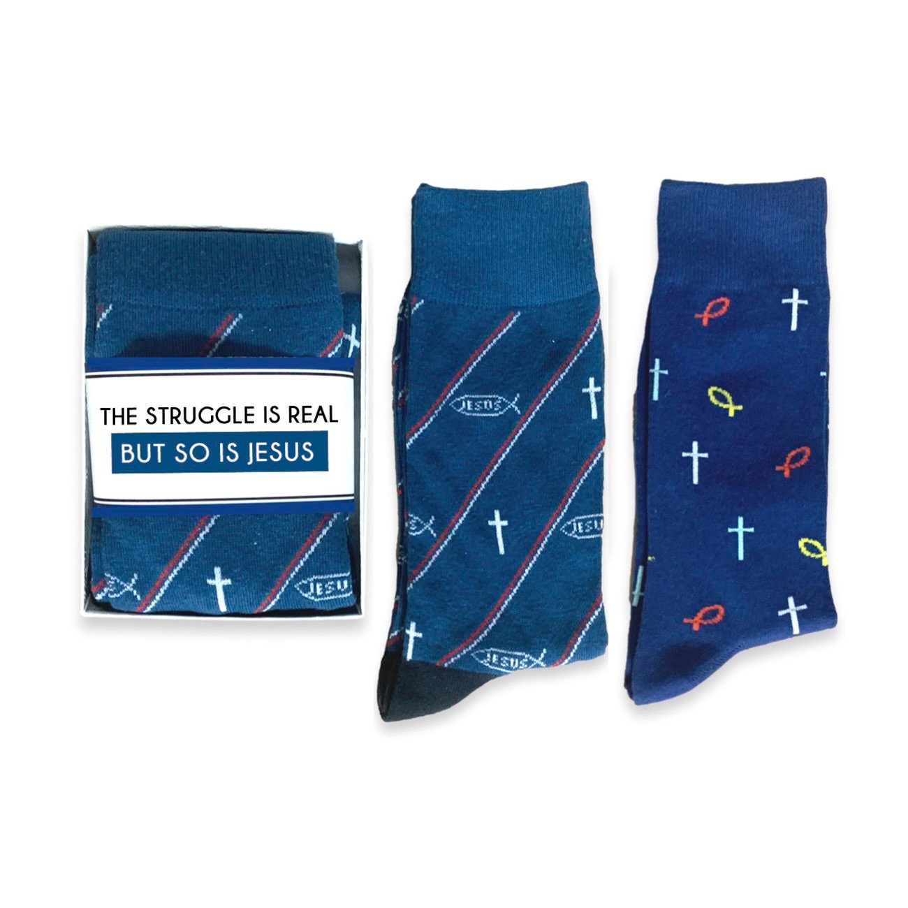 Pastor Gift, Pastor Appreciation, Christian Socks & Wrap, Jesus Fish ...