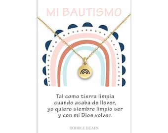 Spanish Baptism Gift for Girl, Mi Bautismo Rainbow Necklace, LDS Jewelry, Church of Jesus Christ Baptism Keepsake, La Iglesia de Jesucristo