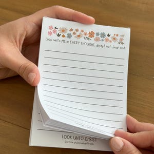 2025 LDS Youth Theme Look Unto Christ Gift | Look Unto Me in Every Thought Notepad with Lines | D&C 6:36 Gifts | Hear Him To-Do List