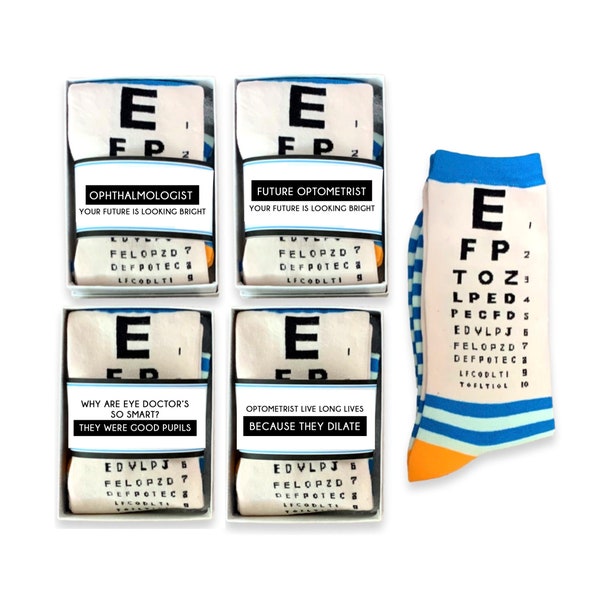 Optometry School Graduation Gifts, Eye Chart Socks, Optometry Student, Future Optometrist, Ophthalmologist, Funny eye doctor gifts, quotes