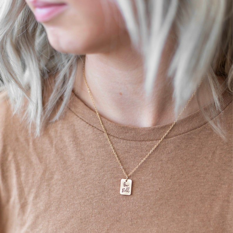 Be Still Psalms 46:10 hanger ketting, christelijk geloof cadeau voor vrouwen, religieuze bijbelvers sieraden, wees stil en weet dat ik God ben afbeelding 6
