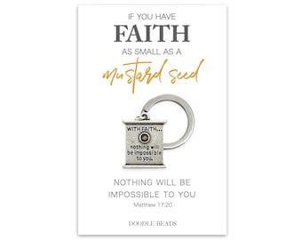 Mustard Seed Keychain, Faith Mustard Seed Gifts, Faith as small as a mustard seed, Nothing impossible with God Matthew 17:20, Christian Gift