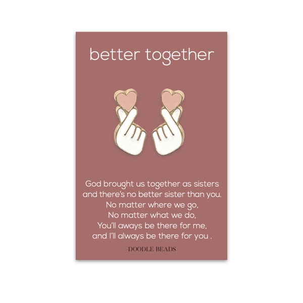 Sister to Sister Gifts, Sisters Pins, Love Sign Finger Heart Enamel Pin Set, One For You & Me, Better Together, I'll Always Be There For You