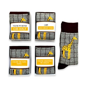 Presentes engraçados para marido da esposa, presente para namorado, pai de aniversário, dia dos pais, meias de girafa animal, trocadilhos com girafas, louco por você