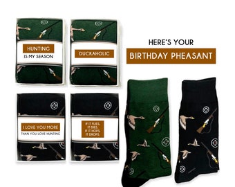 Funny Hunting gifts for Dad, Husband, Love to Hunt, Hunter Birthday Gift, Pheasant, Bird Hunting Season, Duck Hunting Socks, Father's day