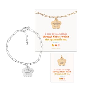 Pulsera con dije de clip "Todo lo puedo en Cristo", tema de las Mujeres Jóvenes 2023, LDS, tarjeta con tema juvenil y dije de margarita, regalos de cumpleaños, campamento de niñas