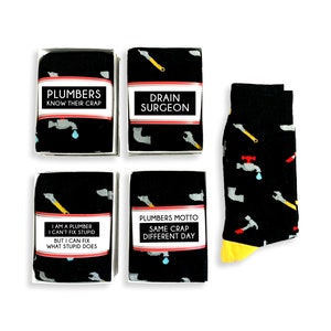 Funny Plumber gifts, Novelty Crew Plumber Socks for Men, Sock Wrap, Card, Plumbing, Plumbers know their Crap, Drain Surgeon, Birthday Gift