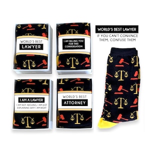 Law Firm Gifts, Funny Lawyer gifts for Men, Women, Attorney Thank you, Fun Novelty Law & Order Socks for Her, Him, World&#39;s Best Lawyer Socks