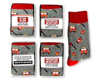 Firefighter Gifts, Fireman thank you gift, Firefighters are hot stuff Thank you for being Toe-Tally Awesome, Fun Fireman crew socks for men