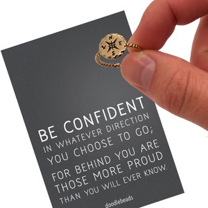 Regalo de graduación para ella, anillo y tarjeta con brújula de graduación, tenga confianza en la dirección que elija, joyería motivacional, anillo de graduación