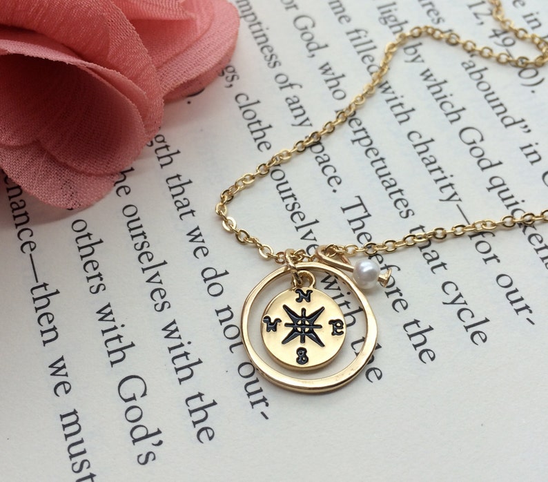 Compass Necklace Gold or Silver Graduation Gift for Her Etsy