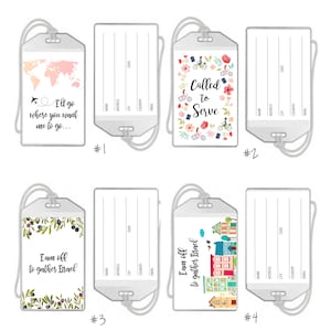 Missionary Luggage Tags, Sister Missionary gifts, Missionary bag tags, Called to Serve, Gather Israel, I&#39;ll go where you want me to go